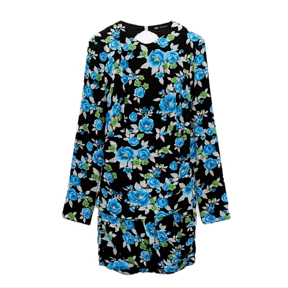 Zara Floral Print Cutout Dress Small